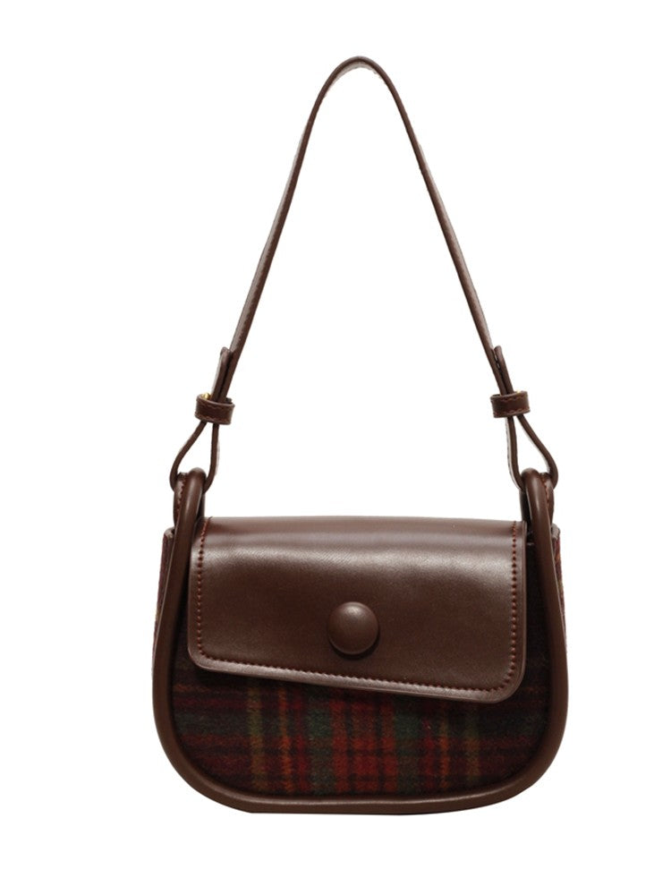 Contrasting woolen small bag for women. New 2024 high-end and fashionable saddle bag.