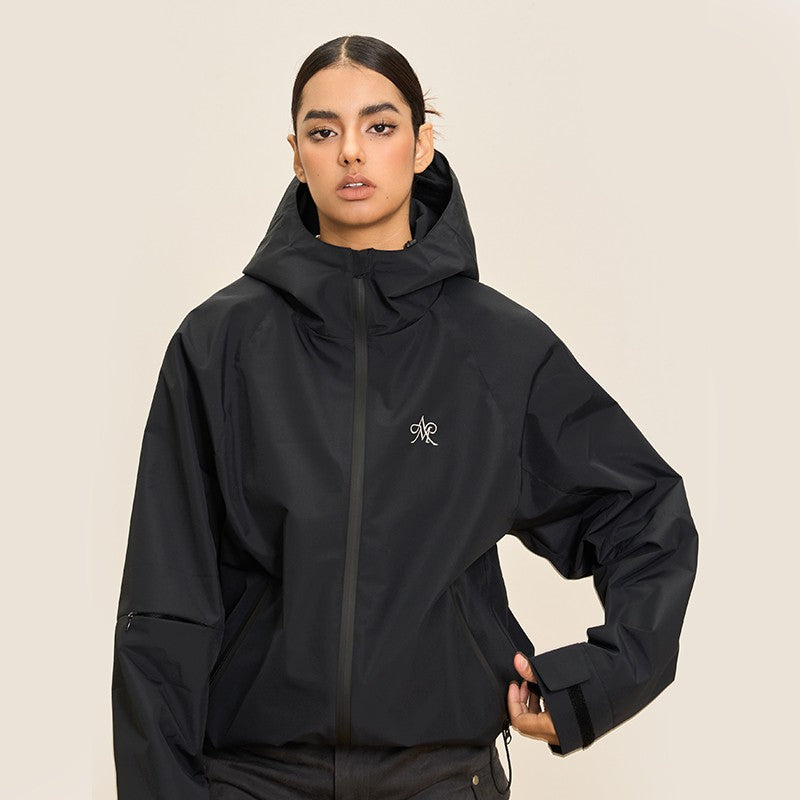 Ariseism American Retro Embroidery Logo Three Defense Outdoor Hooded Jacket Coat Women's 04 Spring and Autumn New Style
