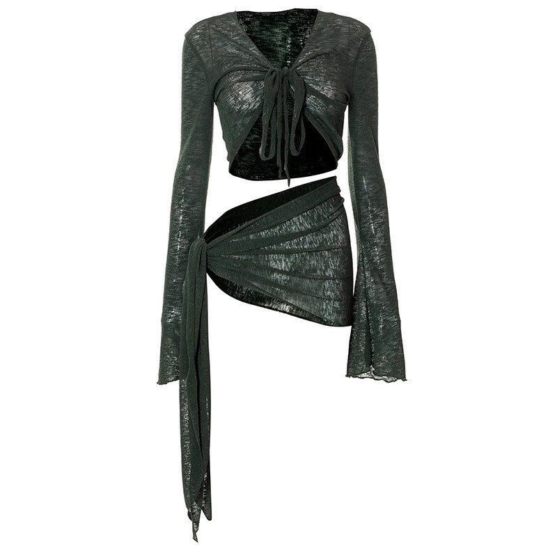 summer beach and seaside vacation lace up mesh wrap for ladies