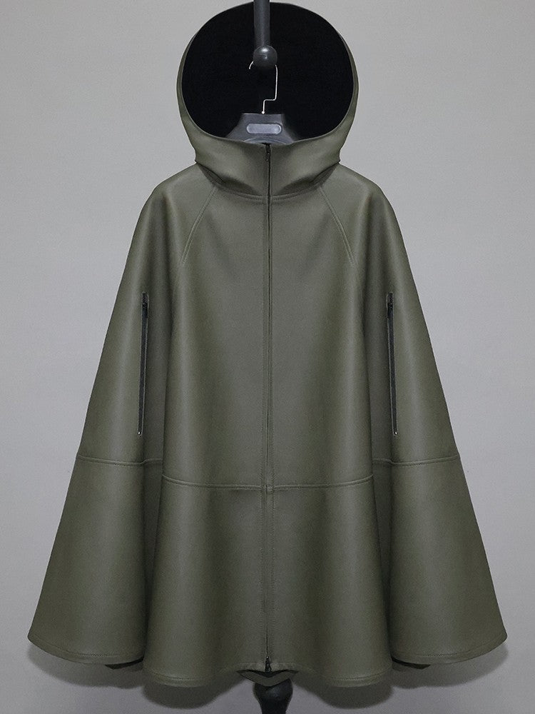 Men's and women's genuine leather cloak