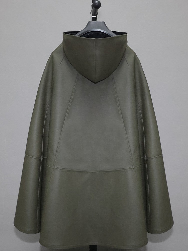 Men's and women's genuine leather cloak