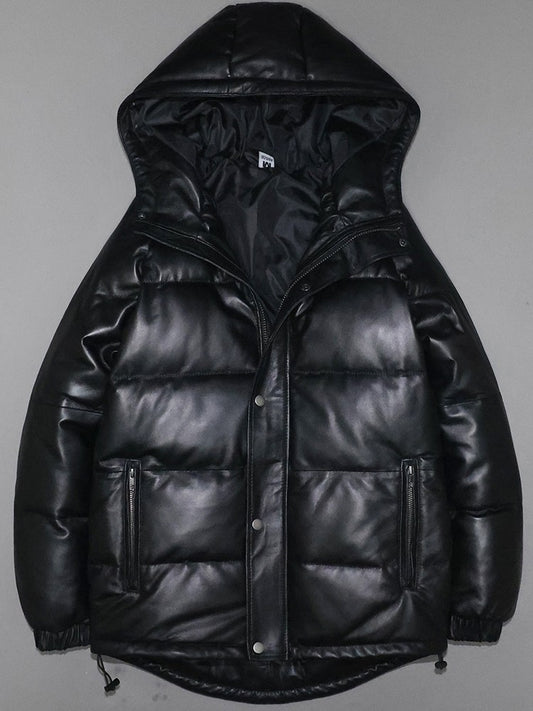 Men's and women's genuine leather down jacket