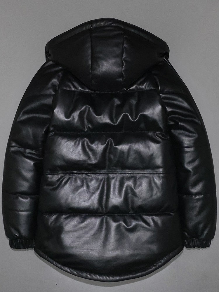Men's and women's genuine leather down jacket