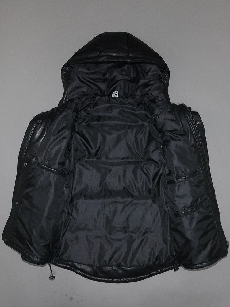 Men's and women's genuine leather down jacket