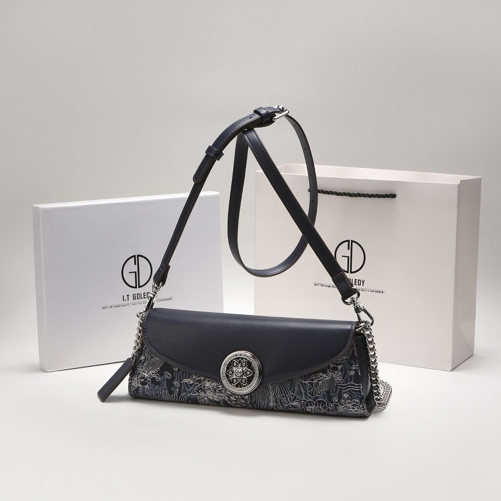 Gdledy leather French style niche stick bag for women