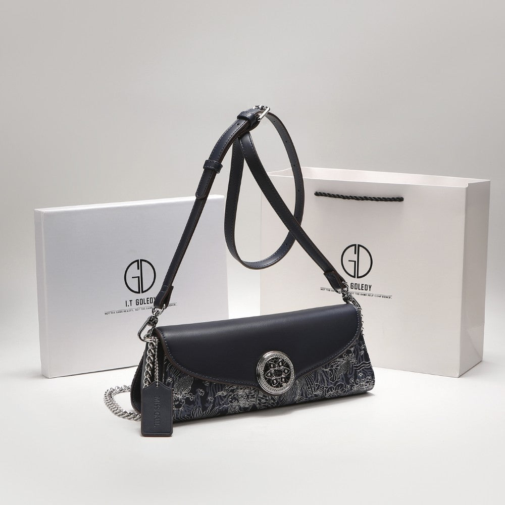 Gdledy leather French style niche stick bag for women